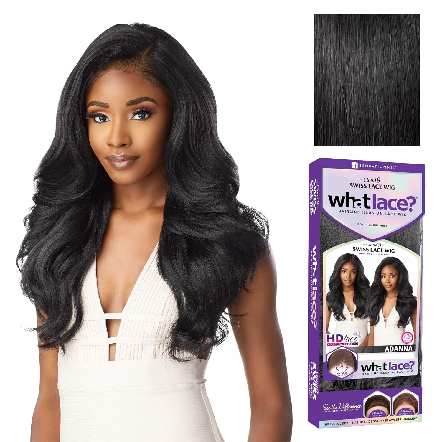 Sensationnel What Lace 13X6 Wigs - Adanna Lacefrontal Hand Tied Glueless Synthetic With Natural Density Preplucked Hairline (1 JETBLACK)