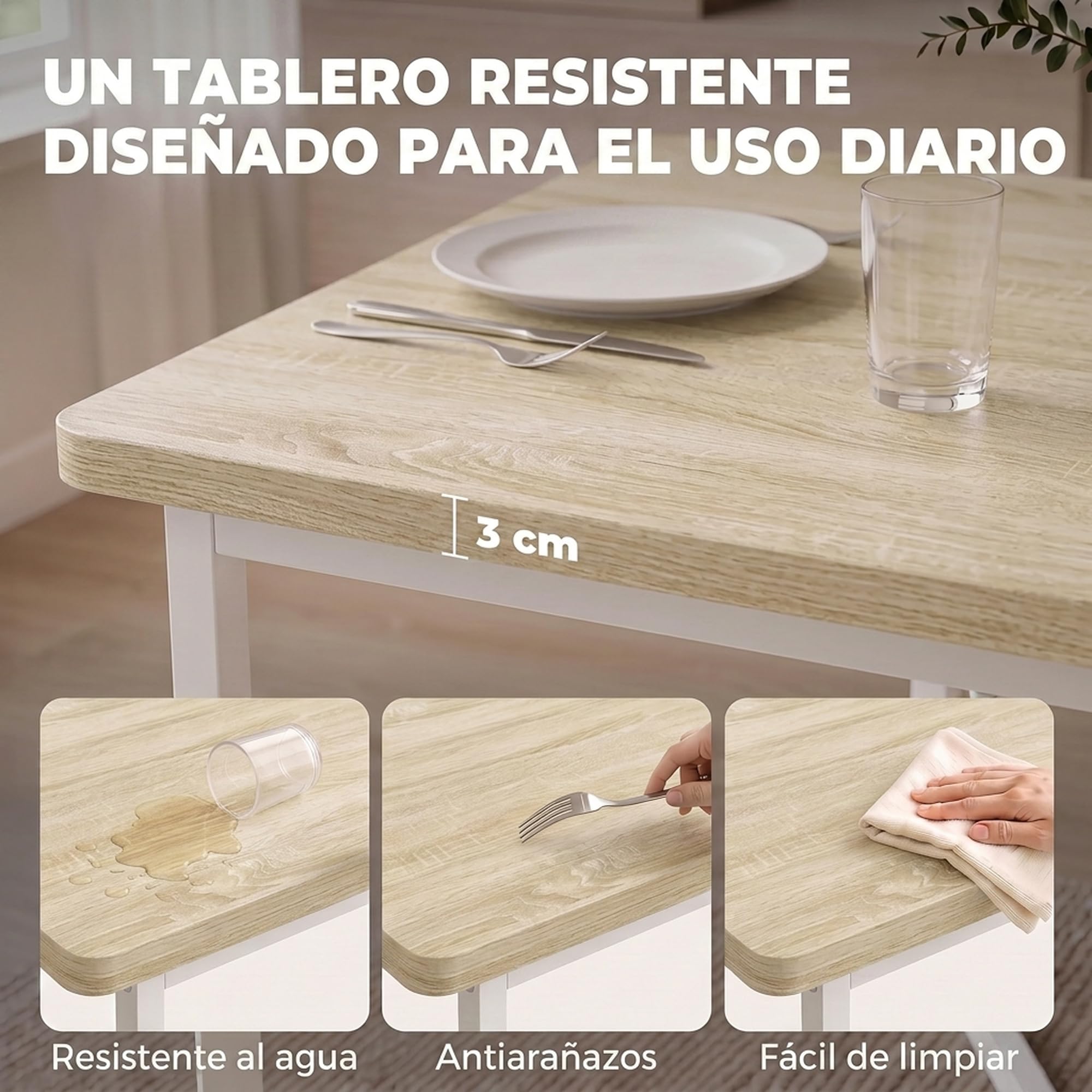 HOMCOM Conjunto de Mesa y 6 Sillas de Comedor de 7 Piezas Mesa 120-160 cm