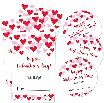ZIIUFRN Valentines Day Gift Stickers, 40 Pcs Heart Labels A Little Treat for Someone Sweet Round & Square Love Stickers for Cards, Gifts, and Party Wrapping B04
