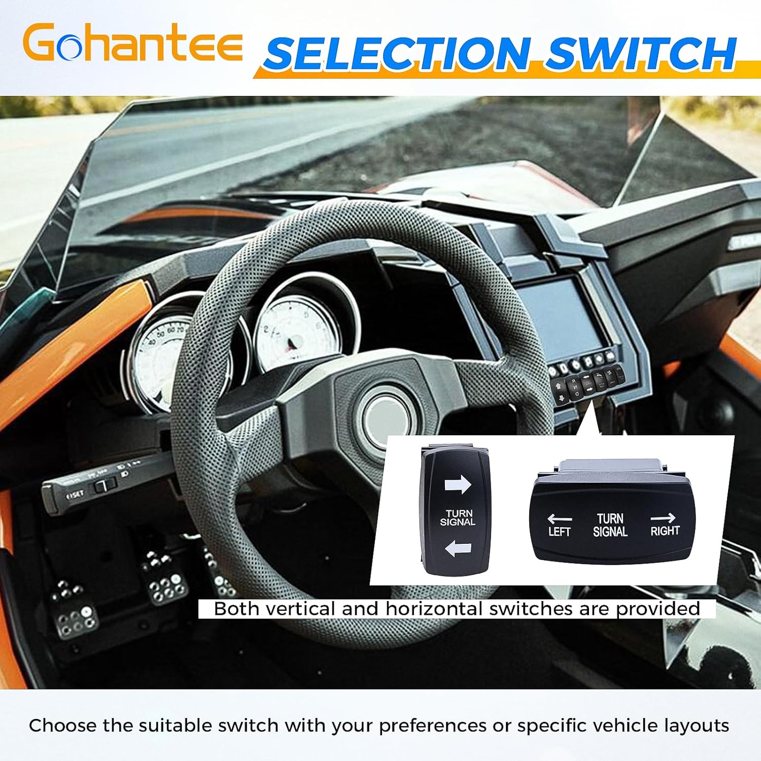 ATV UTV Turn Signal Kit with Turn Signal Rocker Switch Compatible with Polaris RZR Ranger Yamaha Rhino Viking Kawasaki Teryx Can Am Commander Arctic Cat Wild Cat Golf Cart Motorcycle Turn Signal Light