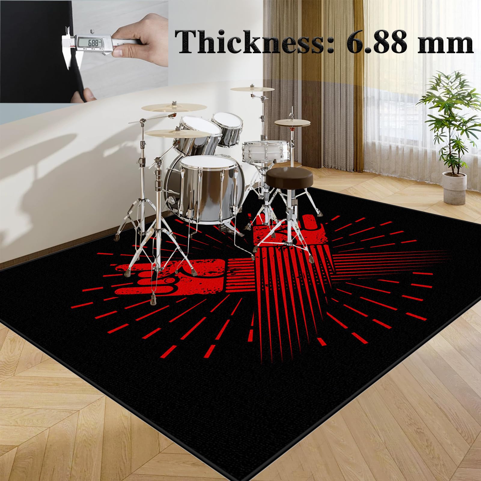 Dywaniki akustyczne, mata z baterią elektroniczną, 100 x 80 cm dźwiękoszczelna mata, mata bębnowa do pudełka na baterie akustyczne bębny i instrumenty muzyczne dźwiękoszczelny koc bębnowy