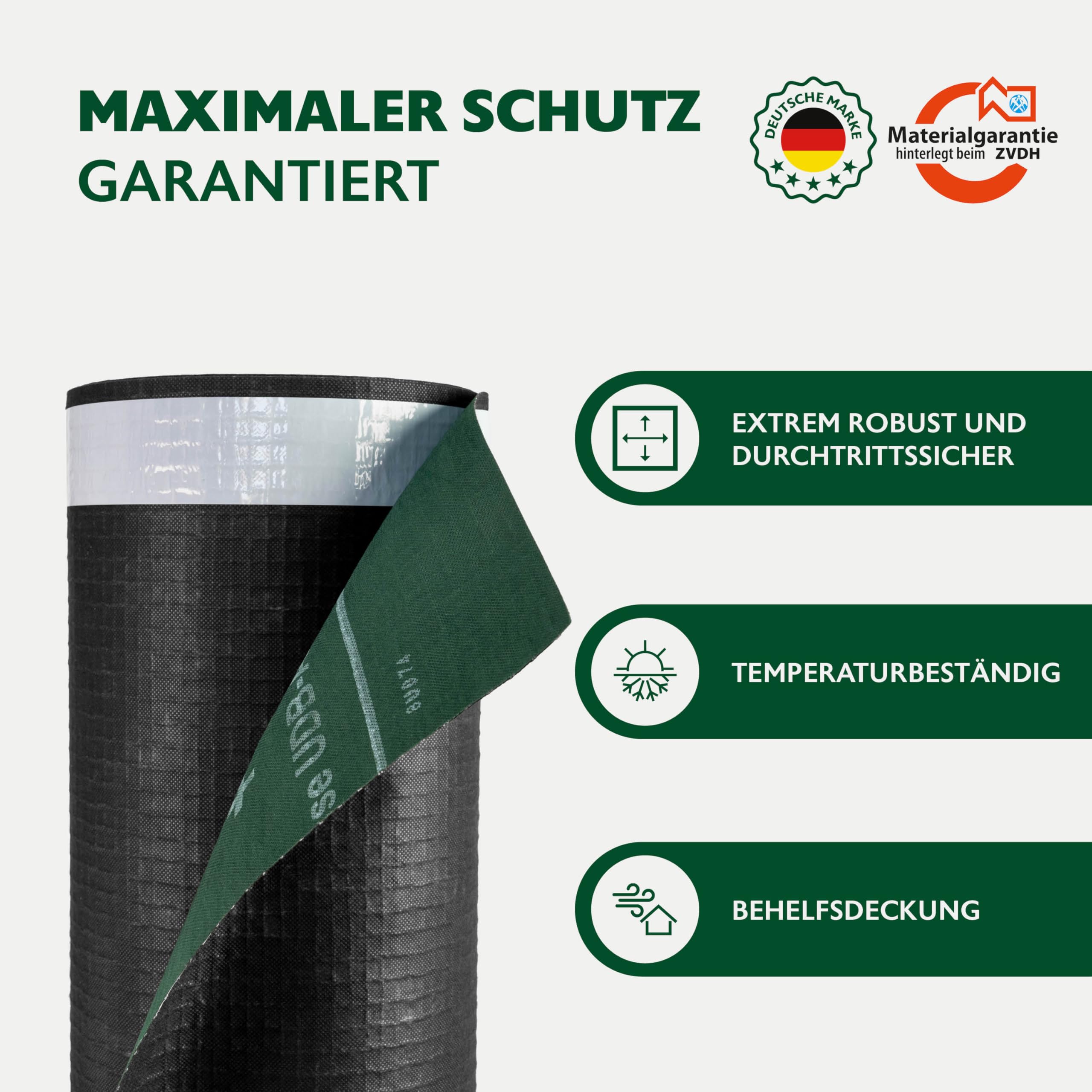 ALMO Durchtrittssichere UV Unterspannbahn 37,5m² (25m x 1,5m) 220g/m² UV-beständige wasserabweisende Unterdeckbahn diffusionsoffen gitterverstärkt