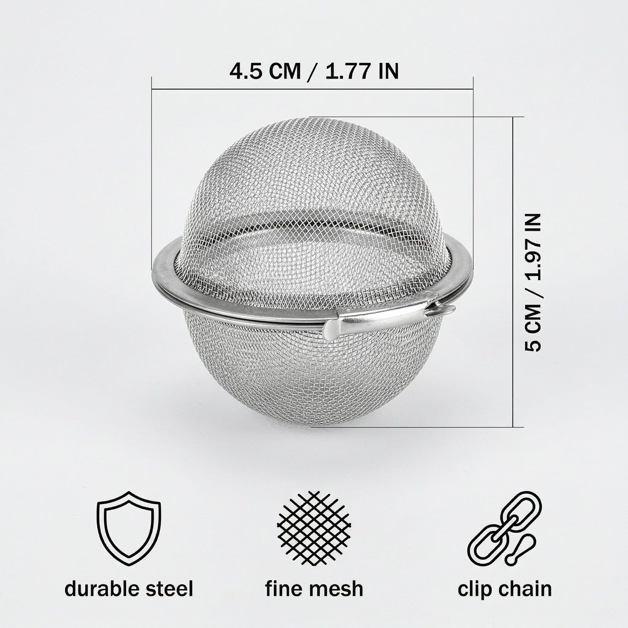 3 Piezas Bolas Infusoras de Acero Inoxidable, Colador de Té con Cadena y Gancho, Filtro Reutilizable para Hojas de Té, Hierbas y Especias