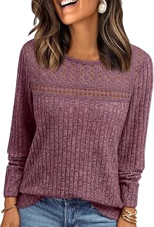 AUTOMET Womens Lace Long Sleeve Shirts Fall Tops 2026 Lightweight Sweater | Dressy Casual Blouse, Fashion Clothing, Cute Winter Outfits, Business Work Tunic, Cozy Knit Pullover, Trendy Boho