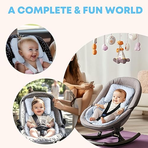 Miniatura 8 de Inserto para asiento de automóvil infantil, cojín reversible 2 en 1 para asiento de automóvil para recién nacido, soporte para la cabeza y el