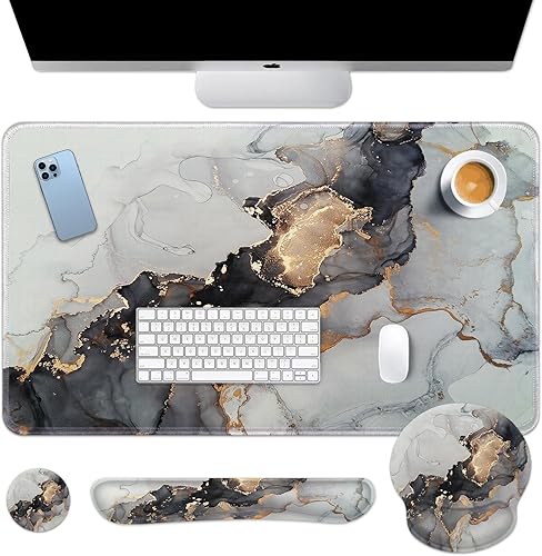 Juego de alfombrillas de mouse para teclado, alfombrilla de escritorio 4 en 1, reposamuñecas para teclado, reposamuñecas para mouse, juego de