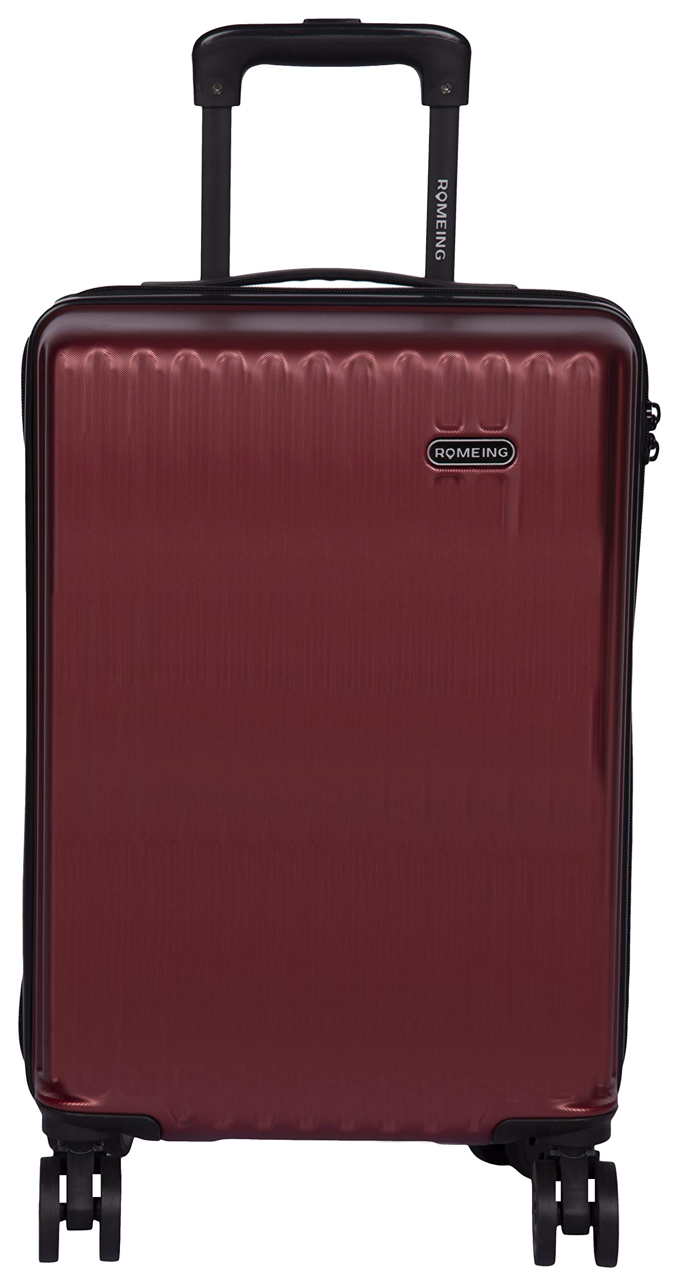 ROMEING Capri 20 inch, Polycarbonate Luggage, Hard Sided, (Wine Red 55 cms) Small Cabin Trolley Bag | 8 Spinner Smooth Wheels | TSA Lock | Unbreakable | Men & Women