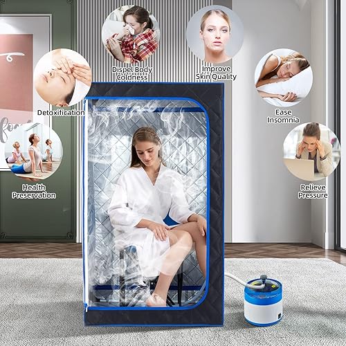 Miniatura 2 de ZONEMEL Kit de sauna de vapor portátil de tamaño completo, sauna personal de cuerpo completo para relajación en el hogar, vapor de 4 litros y 1500