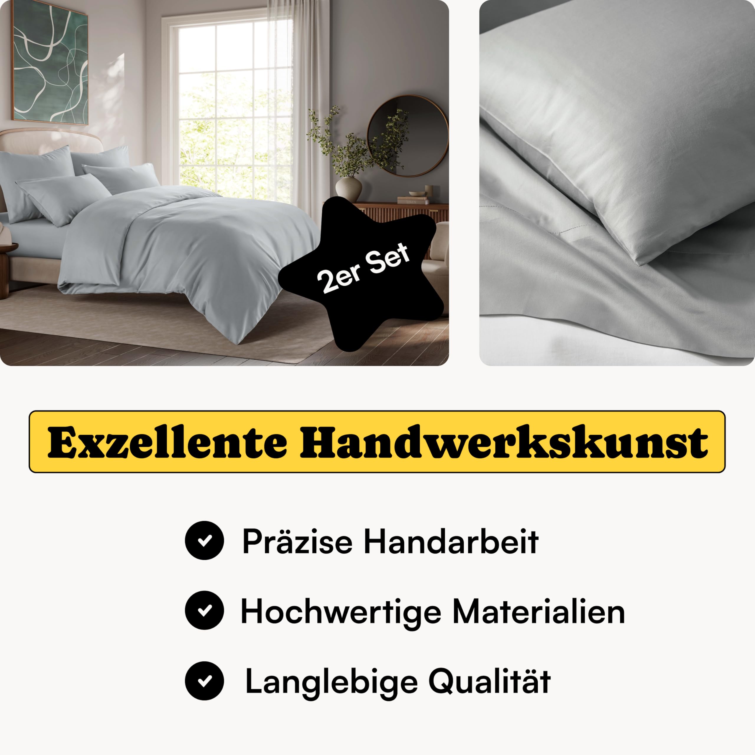 Drap-housse en satin de coton - 160 x 200 cm - Gris et bleu - 100 % coton bio - 160 x 200 cm - Drap-housse doux en satin de coton Mako 160 x 200 cm - Drap de lit 160 x 200 cm pour matelas