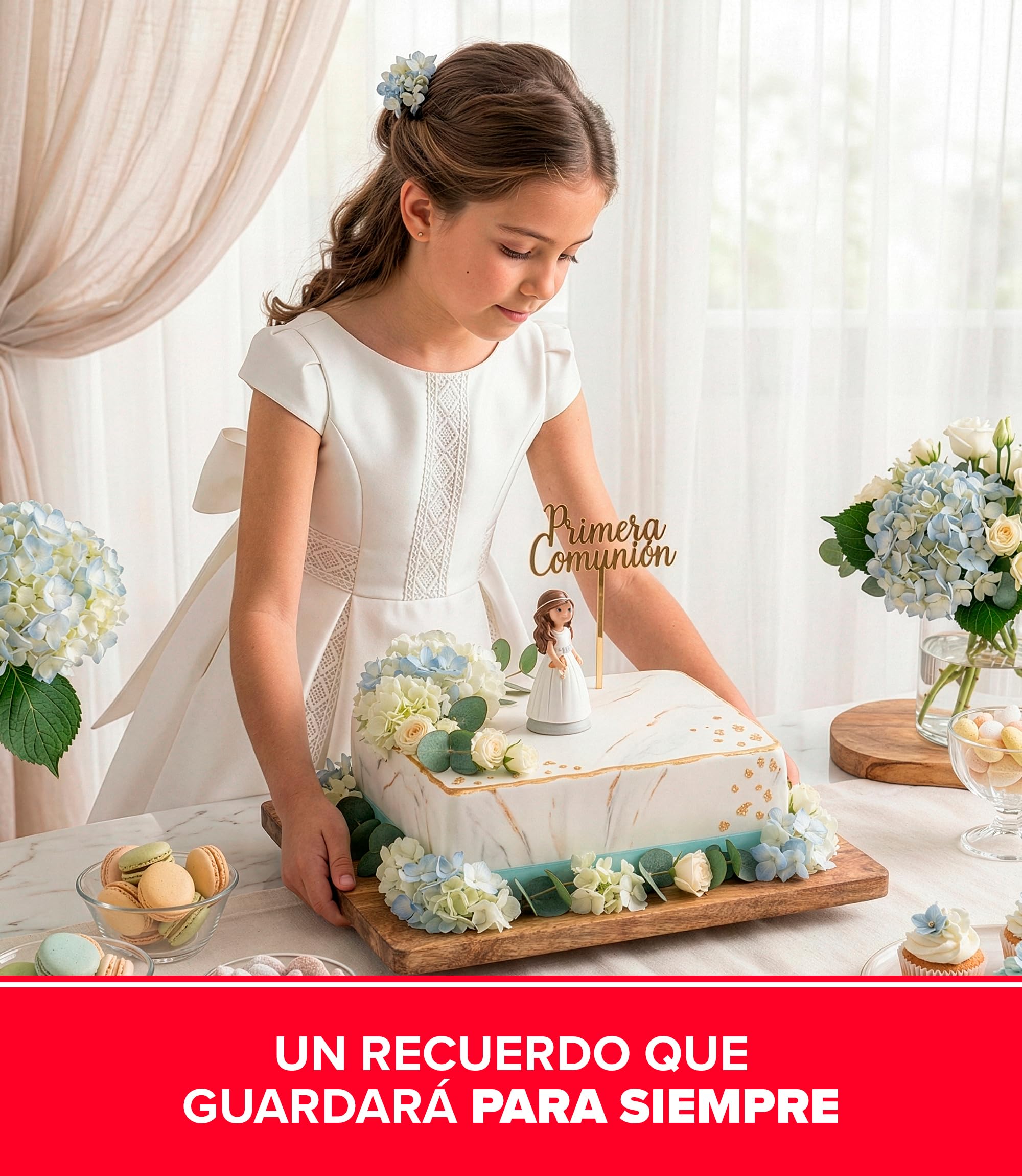 dekora - Figura Decorativa para Primera Comunión - Niña con Catecismo - Elaborada en Resina - Adorno para Tartas - 13 Centímetros de Alto - Diseño Original y Detallado - Apto para Contacto Alimentario — view 5