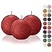 BOLSIUS 3 Pack Delicate Red Rustic Ball Pillar Candles - 3 Inch - Premium European Quality - Natural Eco-Friendly Plant-Based Wax - Unscented Dripless Smokeless 25 Hour Party Décor And Wedding Candles