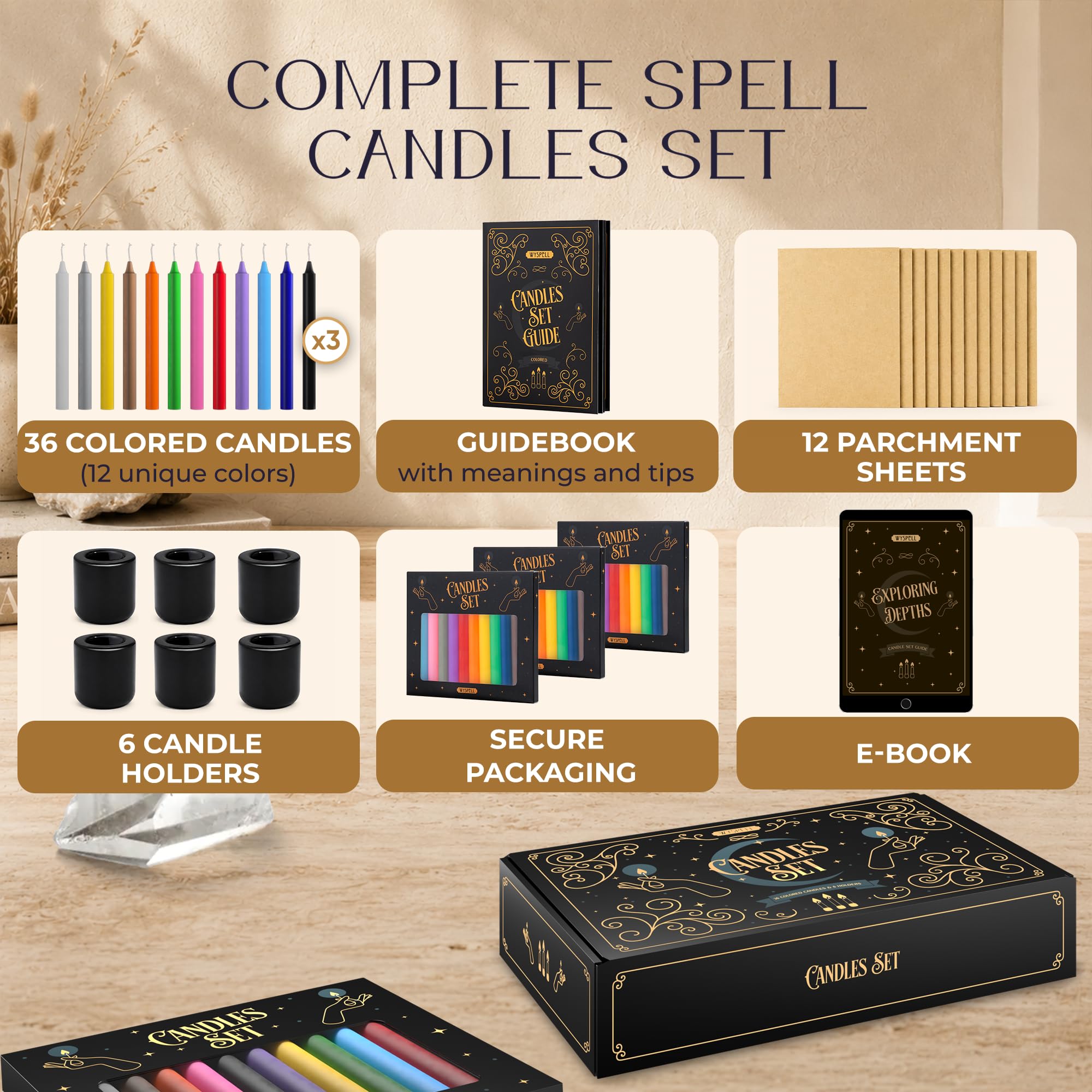Amazon.co.jp: Wyspell 36色スペルキャンドルセット | 5インチ x 0.5