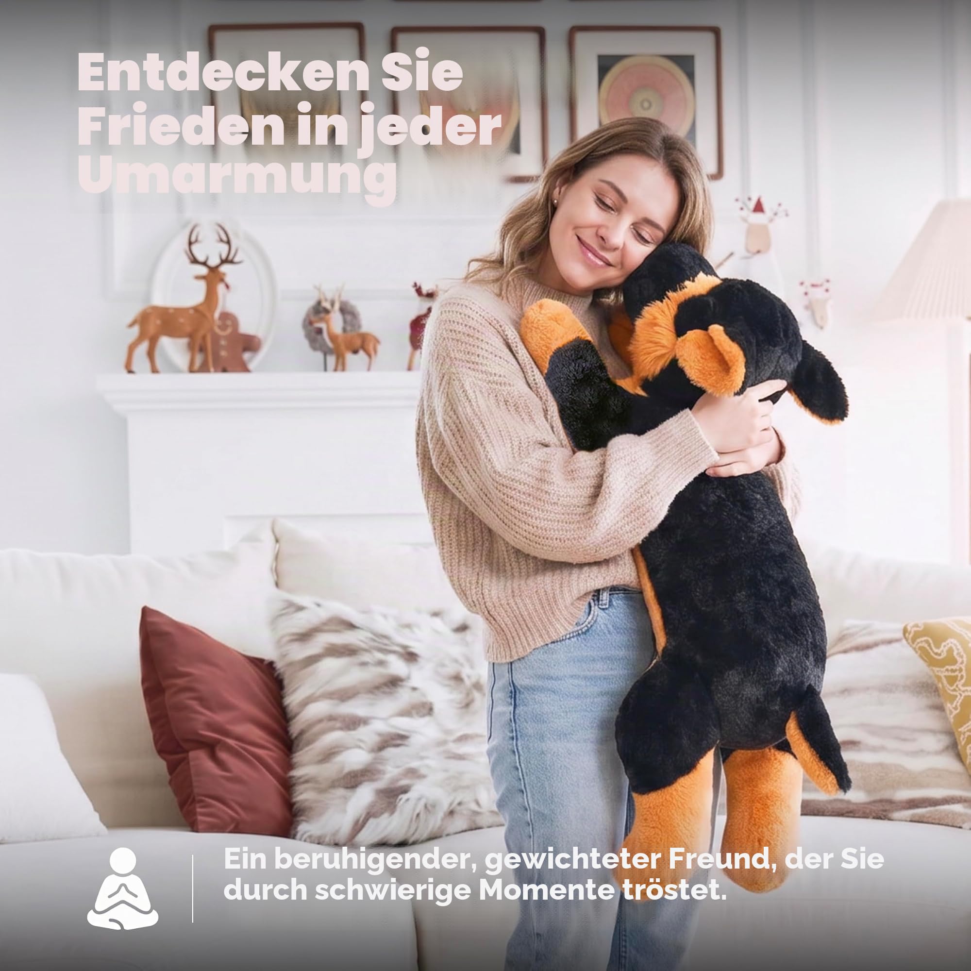 IKASA 2.27kg Gewichtetes Kuscheltier Deutscher Schäferhund,67cm Gewichtskuscheltiere Stofftier Plüschtier für Erwachsene