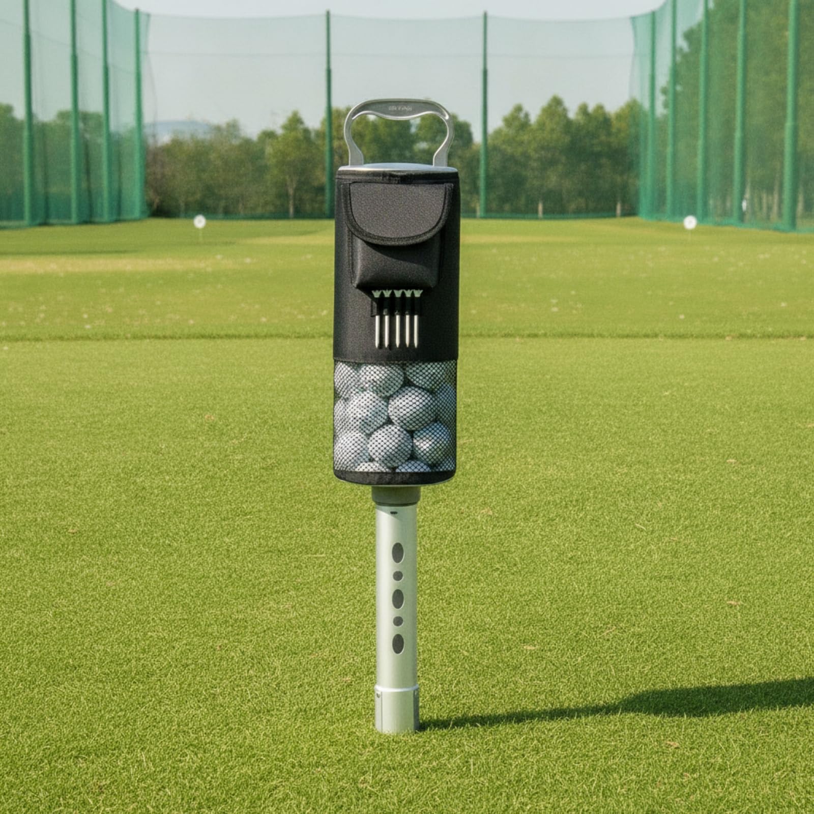 Golf Ball Retriever Tubo Recogepelotas Contenedor Compacto y Portátil de Aluminio y Nylon con Malla Inferior Apto para Golfistas