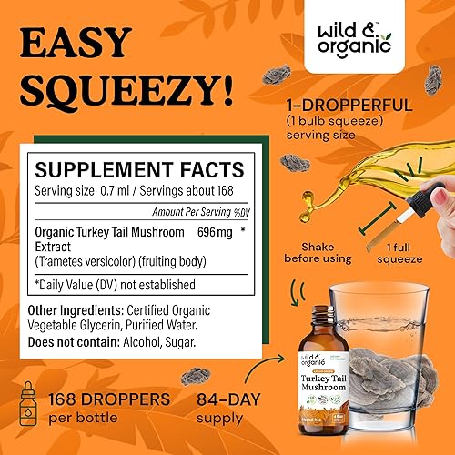 Miniatura 5 de Wild & Organic Cordyceps Tintura de 4 onzas líquidas y tintura de hongo cola de pavo 4 onzas líquidas