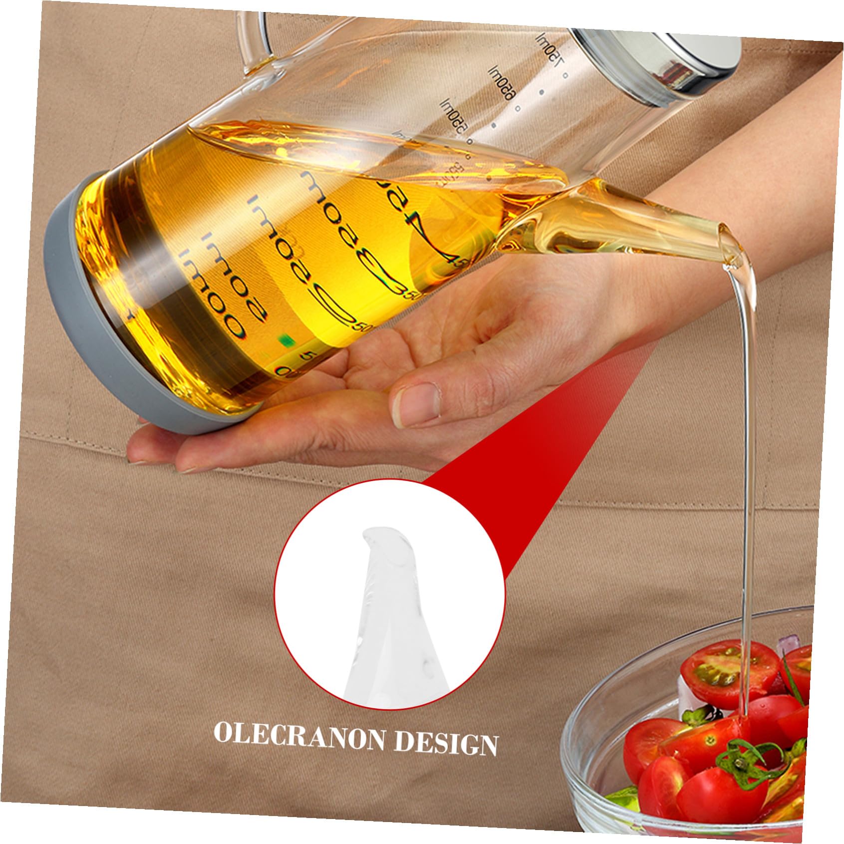 Cabilock Aceitera de Vidrio Borosilicato 750ml Portátil a Prueba de Fugas | Impresión a Alta Temperatura, Apta para Aliños y Varios Condimentos, Formato Rellenable para Cocina