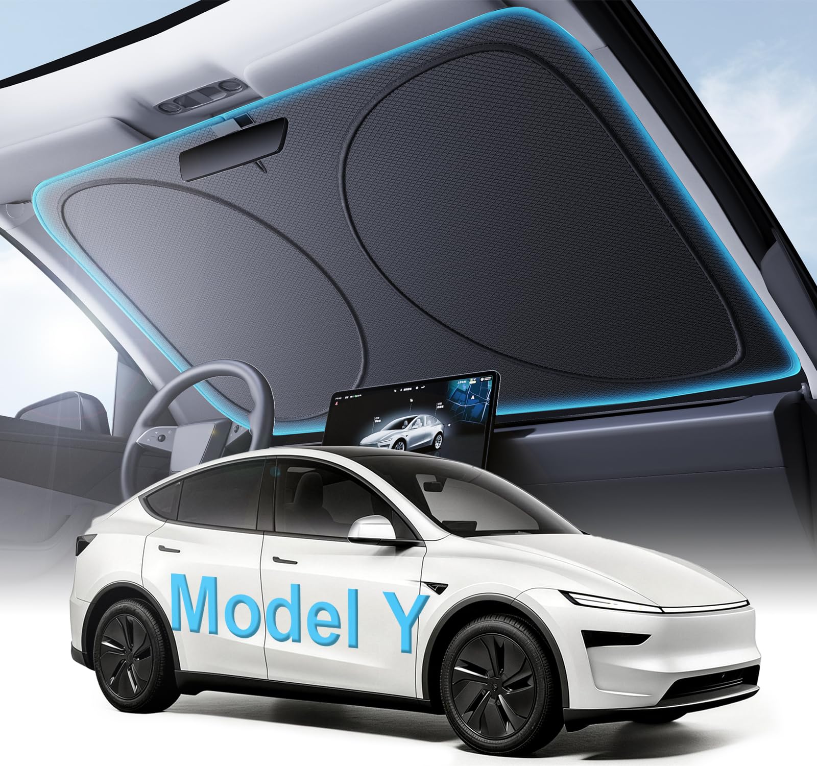 Amazon.com: Adefor 2026 Upgraded Windshield Sun Shade for Tesla