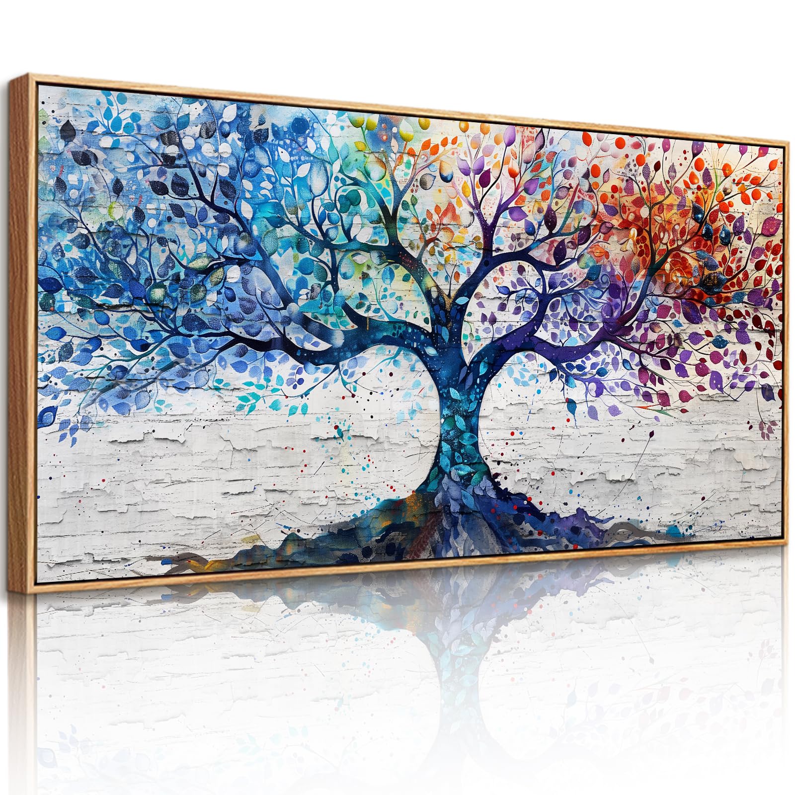 JHHUAMO Cuadro con Marco Arbol de la Vida para Salon Dormitorio 50x100 cm | Motivo Árbol Elegante, Impresión Alta Definición, Artesanía Exquisita, Colgado Sencillo, Uso Polivalente