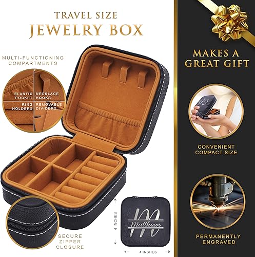 Miniatura 4 de My Personal Memories Joyero organizador personalizado para anillos, pulseras, aretes, perfecto para ella, mamá, esposa, hermana (negro)