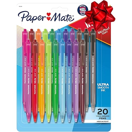 Paper Mate InkJoy 100RT Retractable Ballpoint Pens, Medium Point (1.0mm), Assorted Colors, 20 Count - Teacher Essentials, Colorful Office Supplies, Note-Taking, Back to School