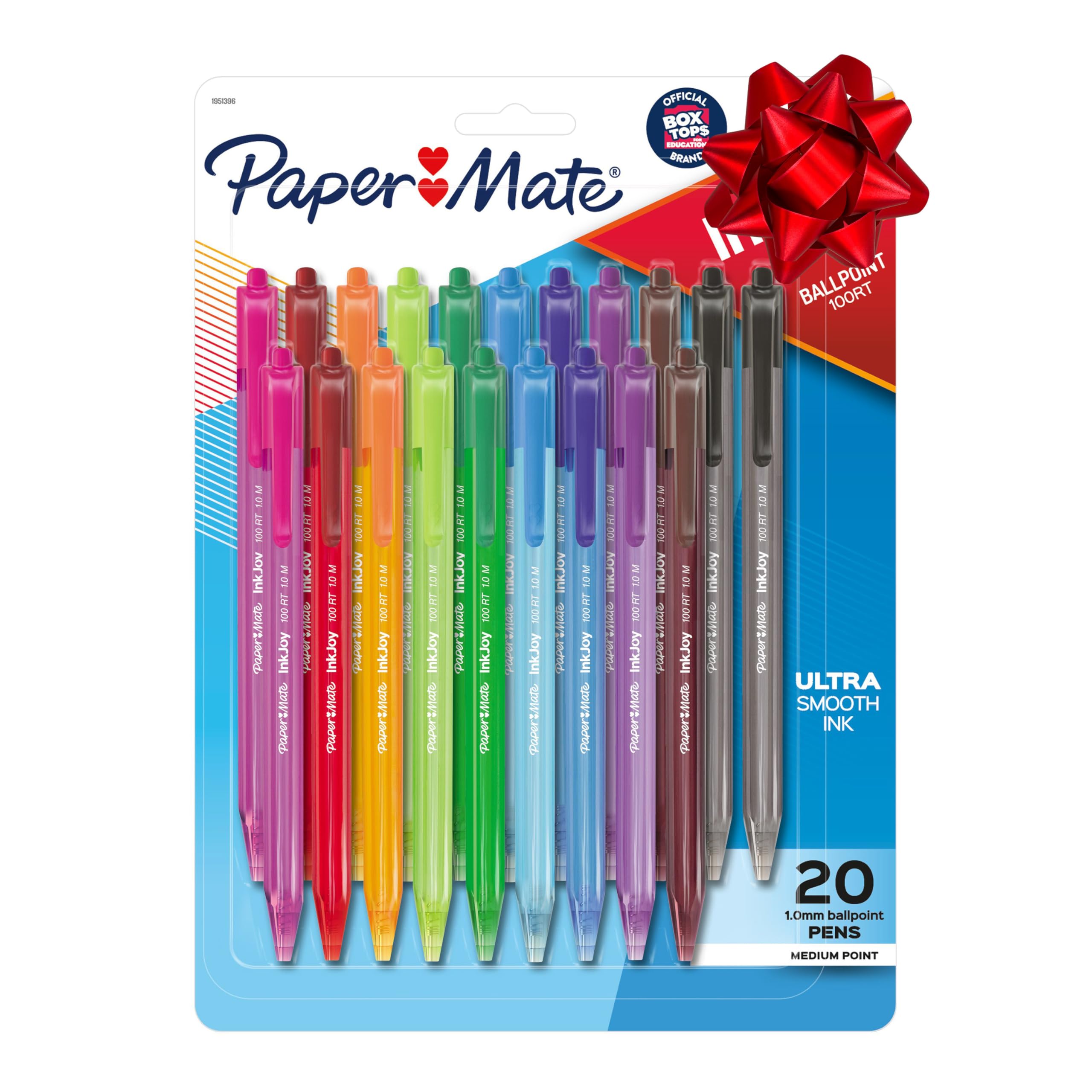 Paper Mate InkJoy 100RT Retractable Ballpoint Pens, Medium Point (1.0mm), Assorted Colors, 20 Count - Teacher Essentials, Colorful Office Supplies, Note-Taking, Back to School