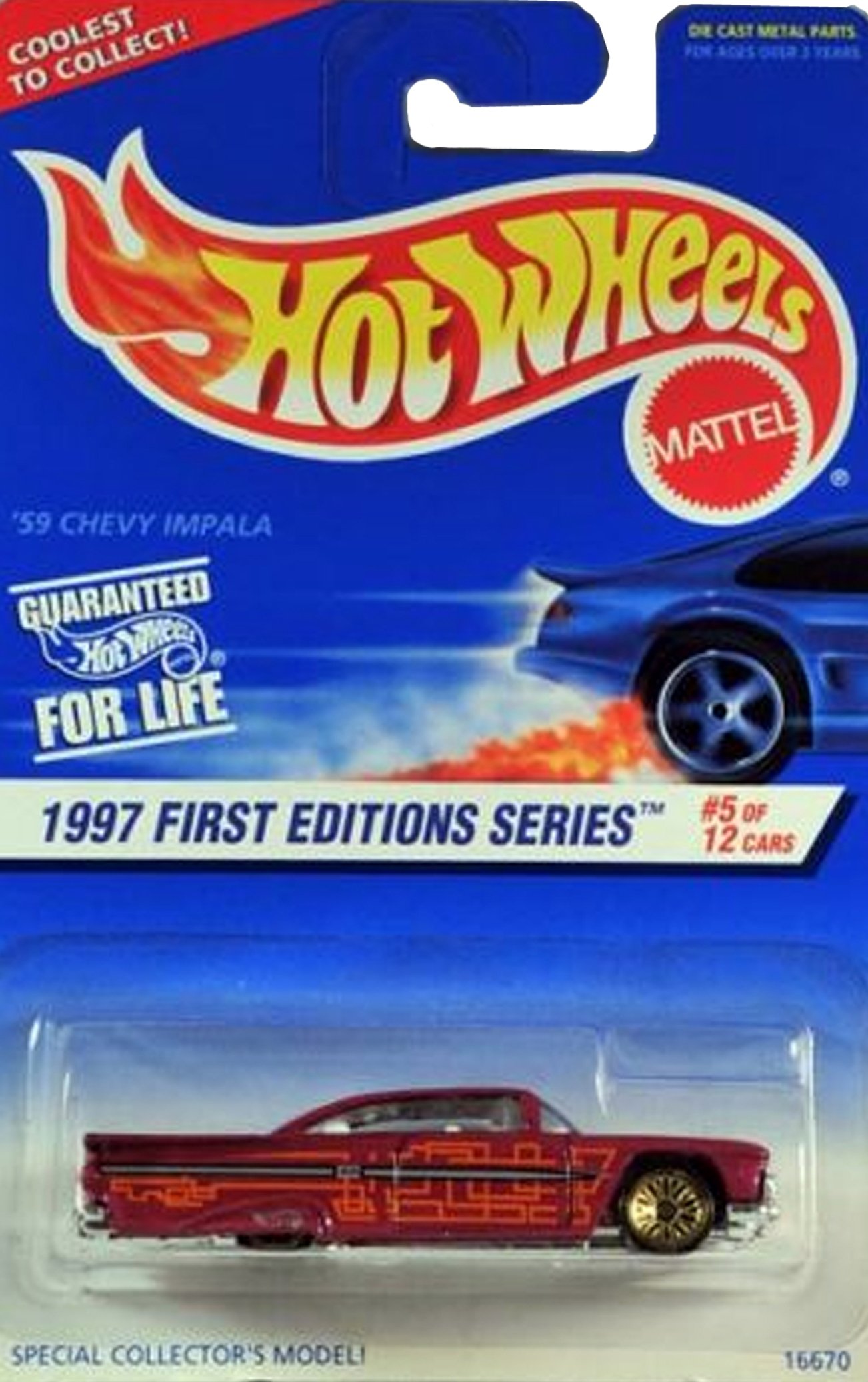 HOT WHEELS '59 Chevy Impala #517 1997 First Editions W/GOLD SEVEN SPOKES