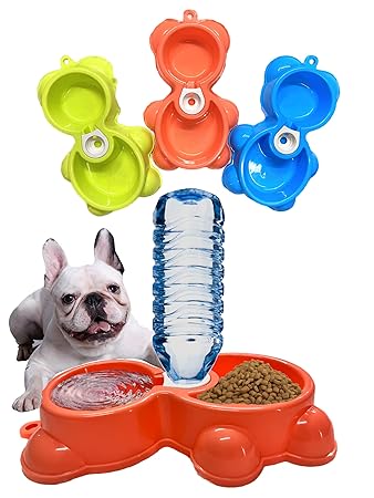 First Play Teddy Shape Dual Pets Bowls with Automatic Water Dispenser, 2 in 1 Water & Food Bowl Set for Pets I Dog Food & Water Bowl I for Small or Medium Size Dogs Cats Pets (Baby Pink)