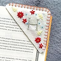 Vista 43 de Marcapáginas de esquina bordado a mano personalizado, lindo marcador de libro con flores, regalo de costura a mano para mujeres amantes de los Rojo
