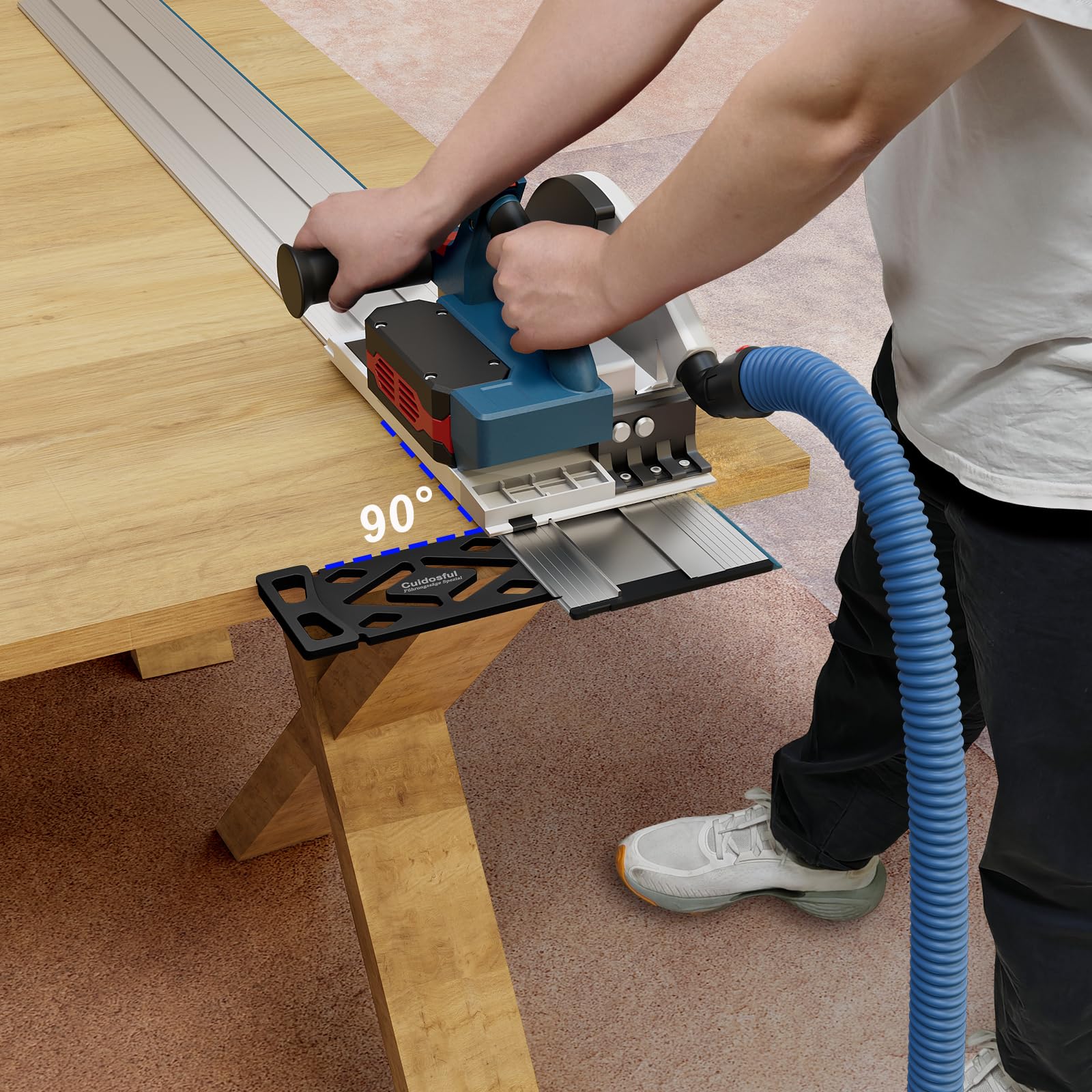 Butée d'angle fraisée CNC à 90° pour rail de guidage Bosch FSN - Butée d'angle précise pour les coupes verticales dans le travail du bois, compatible avec les systèmes Bosch FSN, idéale pour le