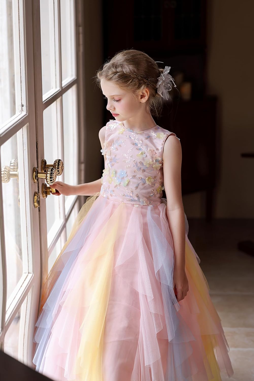 Girls Flower Girl Dress Princess Pageant Birthday Party Fancy Summer Wedding Dance Tween Girls Dresses Gowns