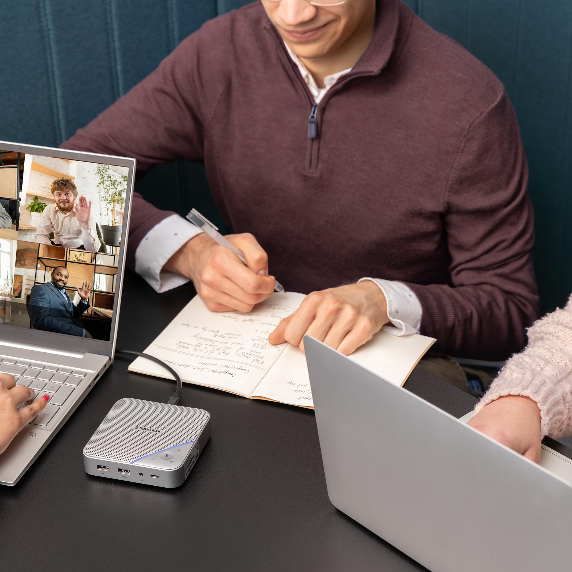 SideTrak Speakerphone Hub | Portable Audio Docking Station with 360° Sound Input and Smart Noise Cancellation | Conference Speaker and Microphone | Office Speaker and Speakerphone for Laptop