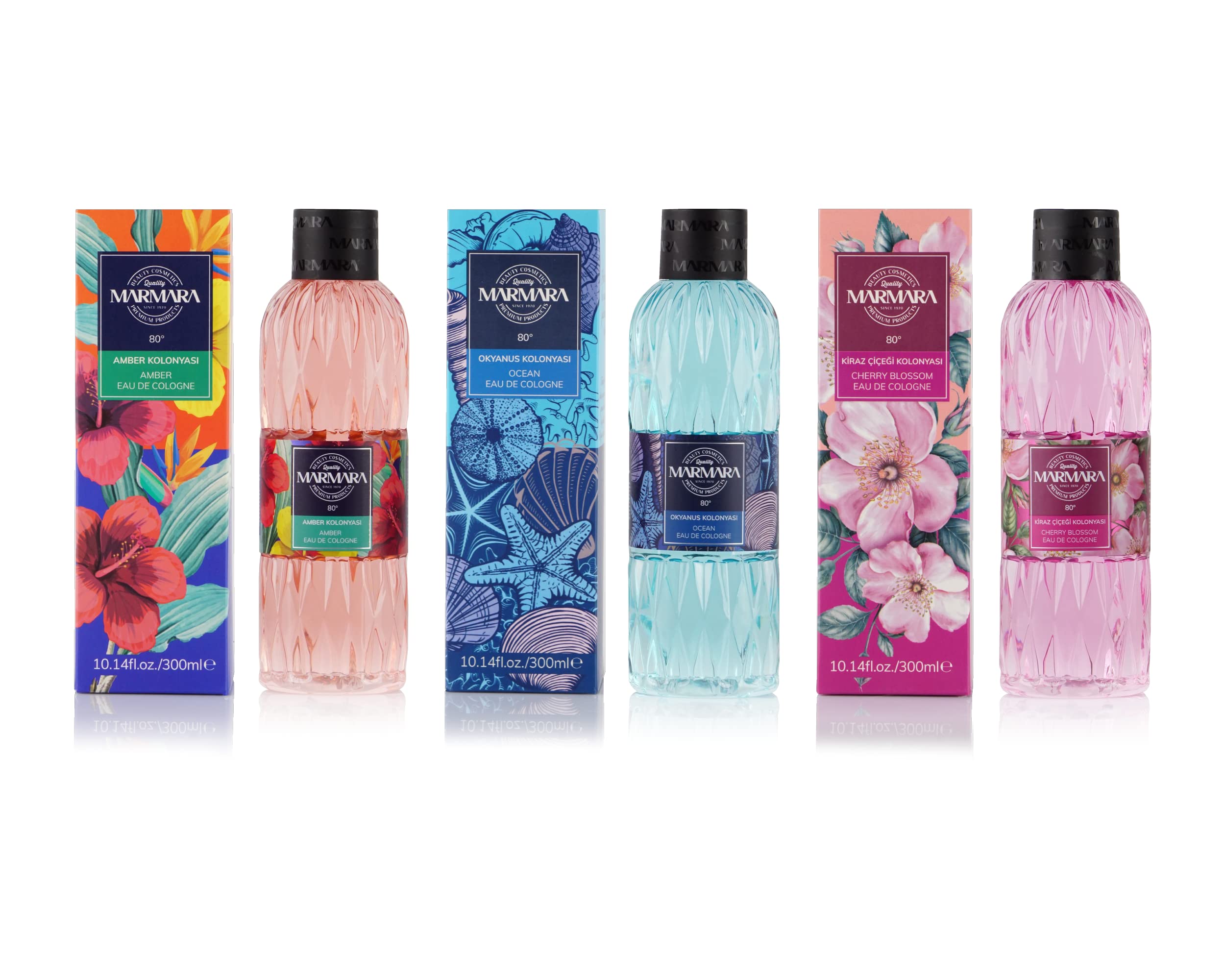 MARMARA Beauty woda kolońska z kwiatami wiśni 300 ml – alkohol 80° – odświeżający zapach dla kobiet – woda zapachowa dla kobiet – odświeża chłód – świeżość i kwiaty – EDC Women – woda kolońska