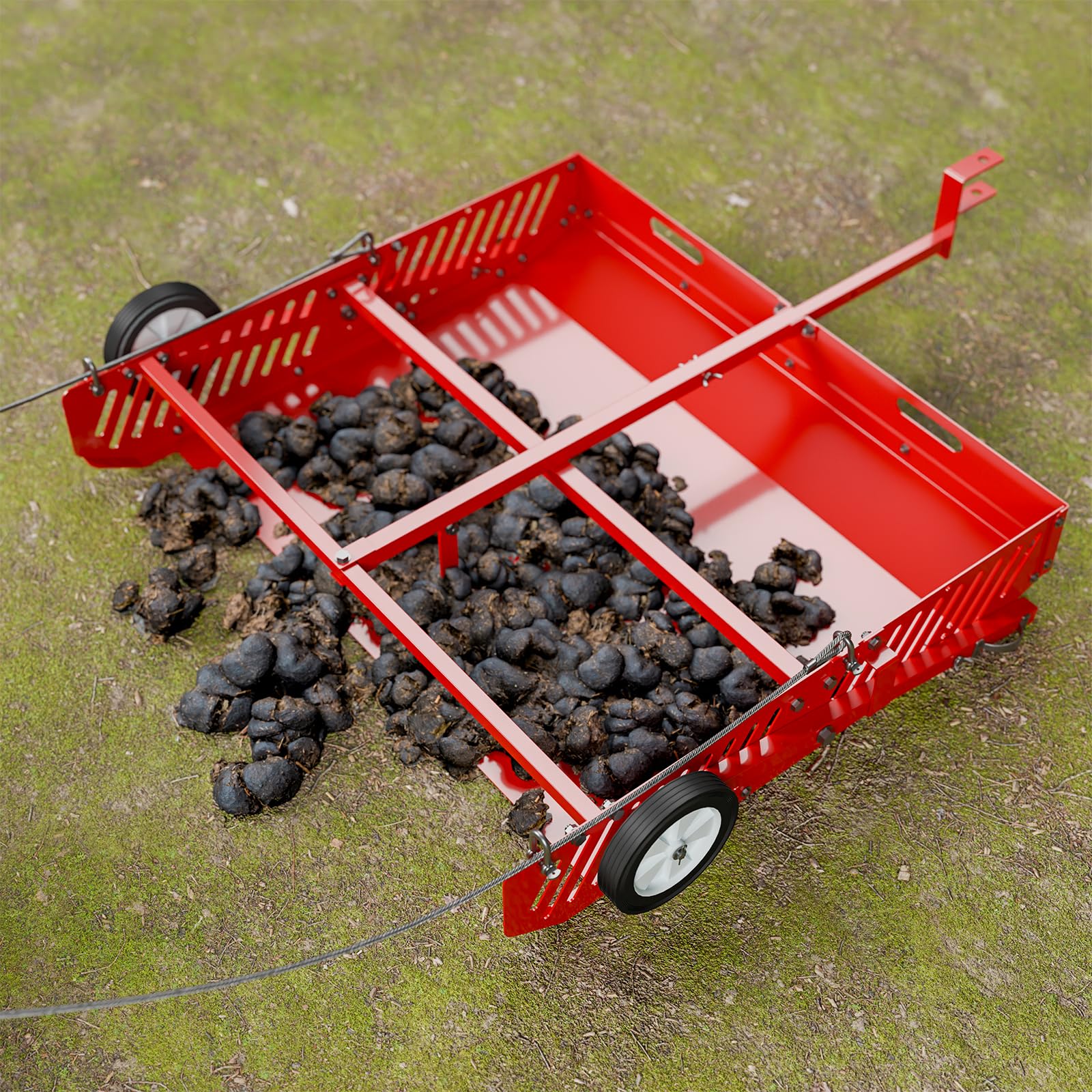 2-in-1 Manure Fork & Tow Behind Trailer Manure Scoop, Yard Sweeper for Horse Manure, Versatile Lawn Sweeper, and Efficient Drag Manure Collector for Easy Cleanup