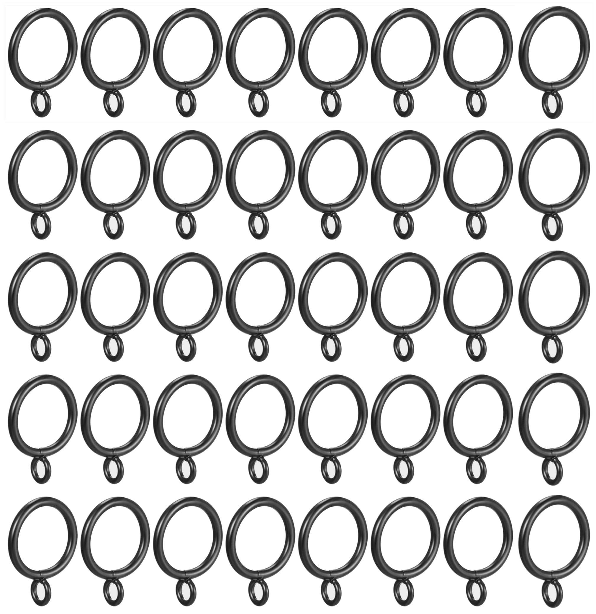 HD6038Q Vorhangringe, Ösenringe, 3,8 cm Innendurchmesser (40, Schwarz)