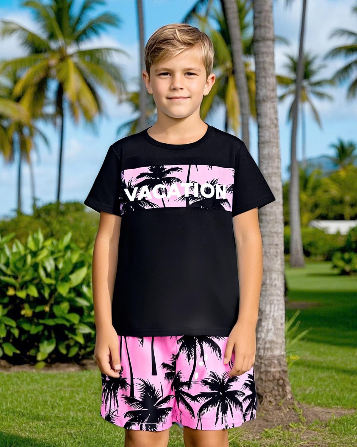 Boy Clothes Kids Boy's Summer Outfits Shorts Sleeve Crewneck T Shirt Tops Tees Shorts Sets Boy's 2 Piece Outfits - Image 2