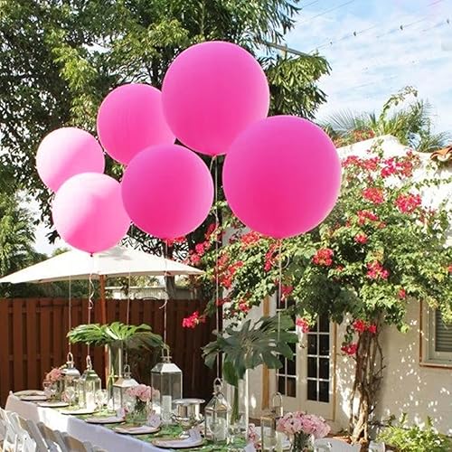 Miniatura 4 de Globos grandes de color rosa intenso de 36 pulgadas, 9 globos de látex gigantes para decoraciones de cumpleaños, bodas y fiestas (rojo rosa)