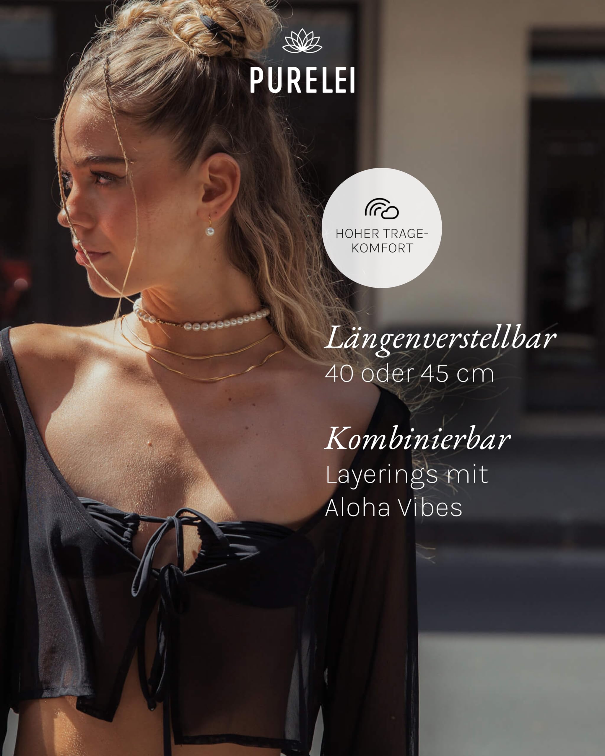 Purelei Two Layers Kette Damen – Halskette Damen aus langlebigem Edelstahl – Wasserfeste Kette mit Anhänger – 40-45 cm Länge verstellbar – Halskette für deinen individuellen Look