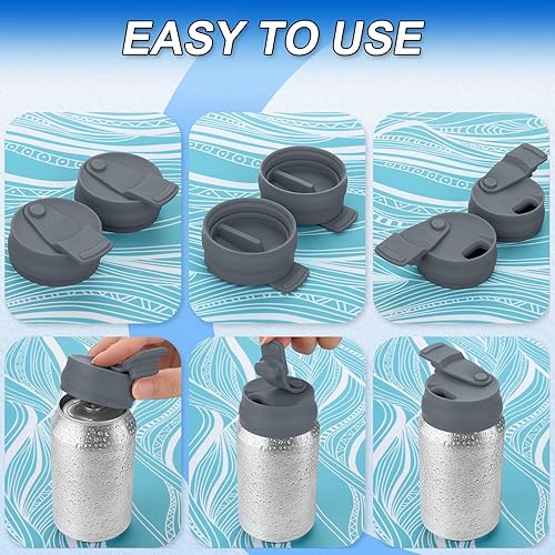 Miniatura 5 de Cosmos 2 tapas de silicona para latas de refrescos, protector reutilizable antiderrames para latas de refrescos, cerveza, jugo, se adapta a latas