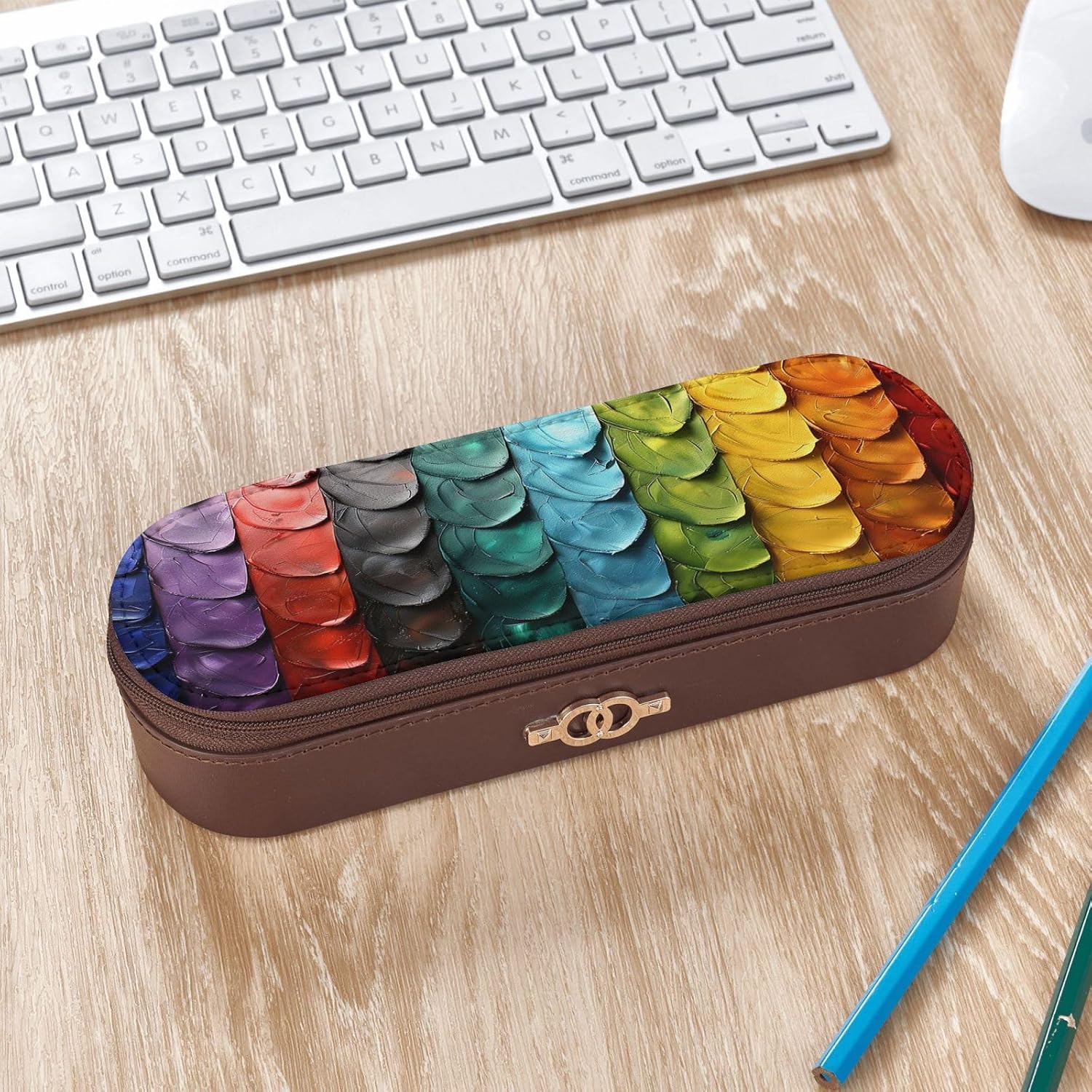 Beautiful patterns Leather Multi Slot Pen Storage Case image 3