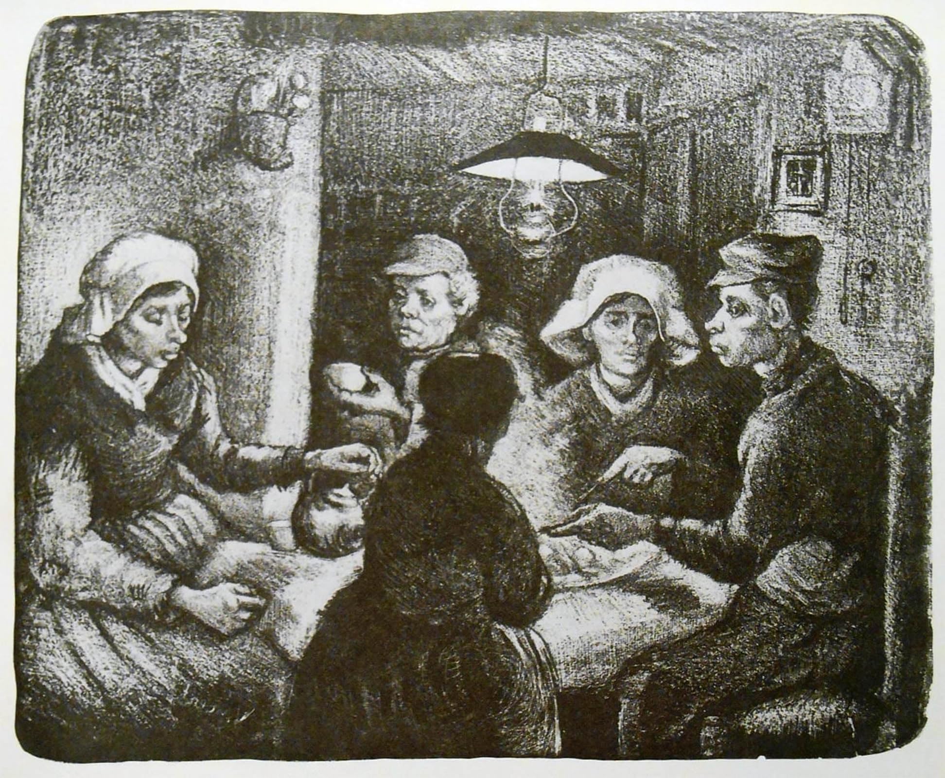 POSTERIIk Vintage Classic Picture Landscape Artwork the Potato-eaters Portrait Canvas Painting for Office Home Decor 60x90cm