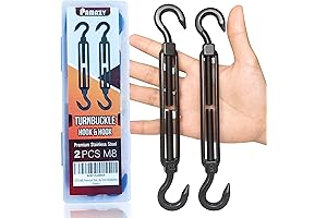 2PCS M8 Premium Stainless Steel Hook & Hook Turnbuckle, Black Turnbuckle for...