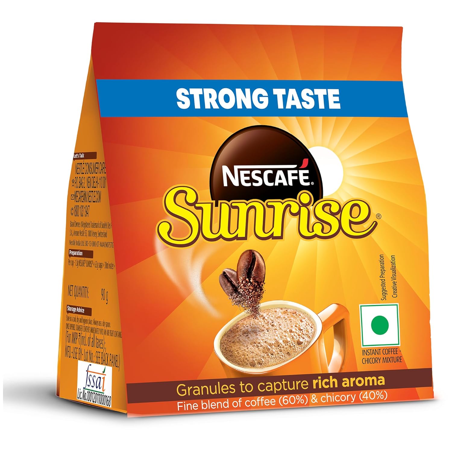 Sunrise Instant Coffee Powder Bag by Nescafe | Rich Aroma for the perfect start to your day | Coffee Chicory-Mix | 90 grams stabilo Sunrise Instant Coffee Powder Bag by Nescafe | Rich Aroma for the perfect start to your day | Coffee Chicory-Mix | 90 grams stabilo