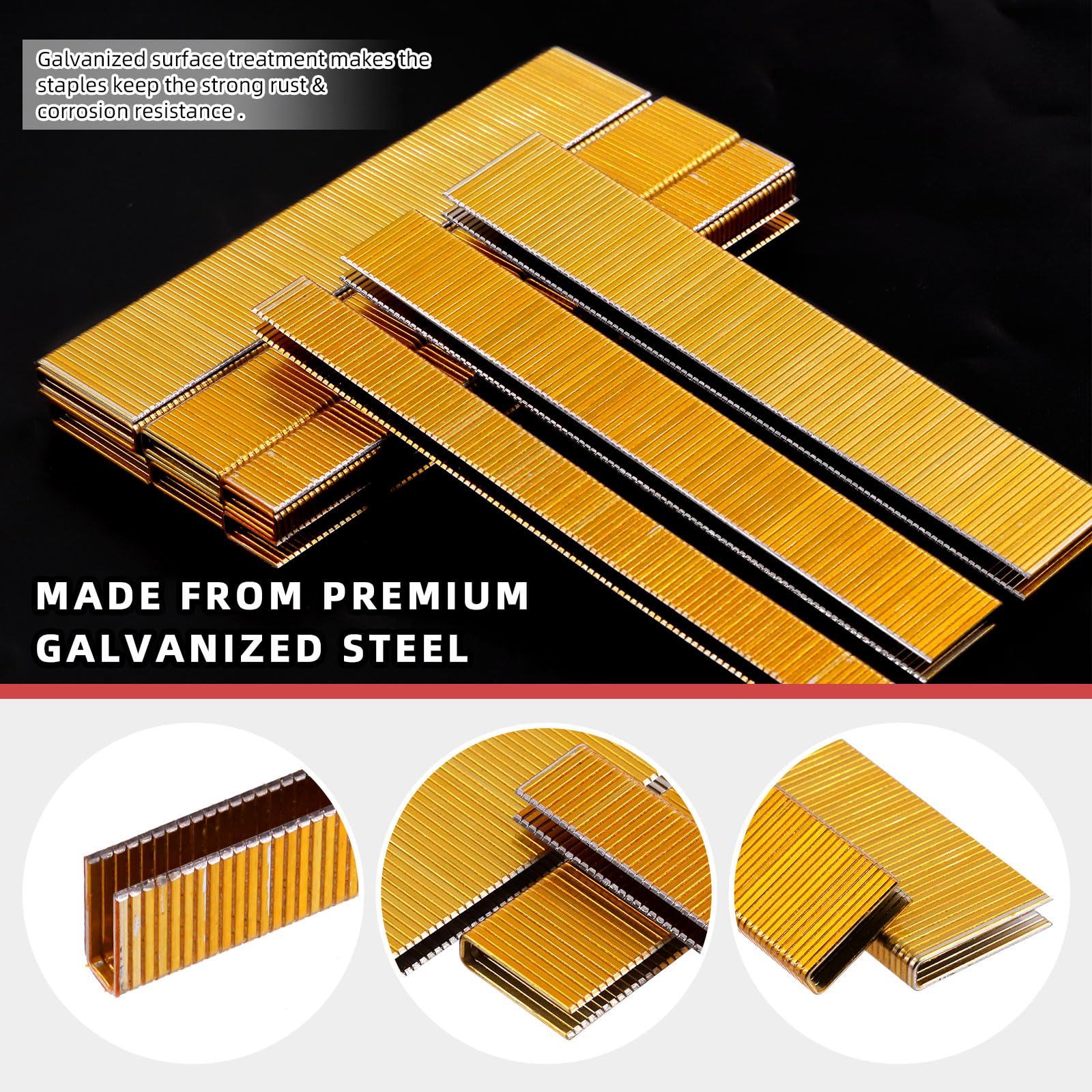 Hilitchi 2000pcs 1/2 Inch Gold, 18 Gauge Narrow Crown Staples with Storage Case - Image 4