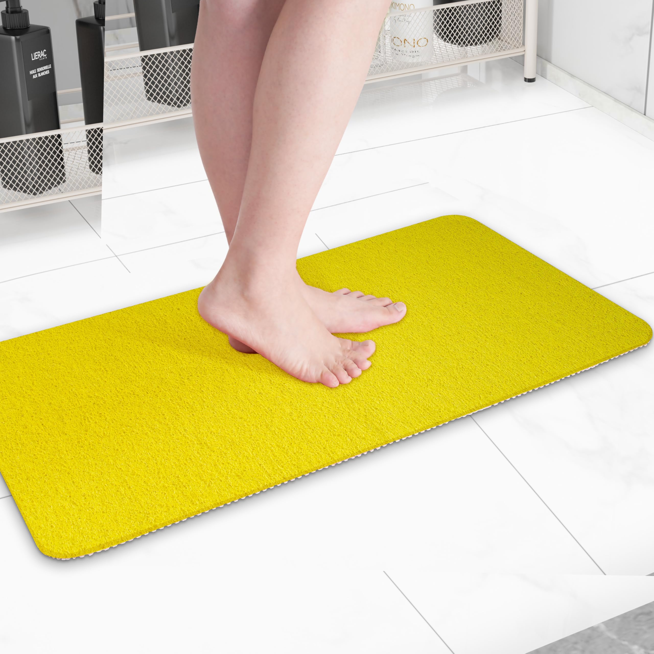 Hargiis Non-Slip Bathtub Mat, Anti Slip Shower Mat, Fast Drying Bathtub Mats, Foot Scrubber Mat, Anti Slip Mat for Tub, Floor, Bathroom, Kitchen, Home, Hotel (Yellow 40"×28")