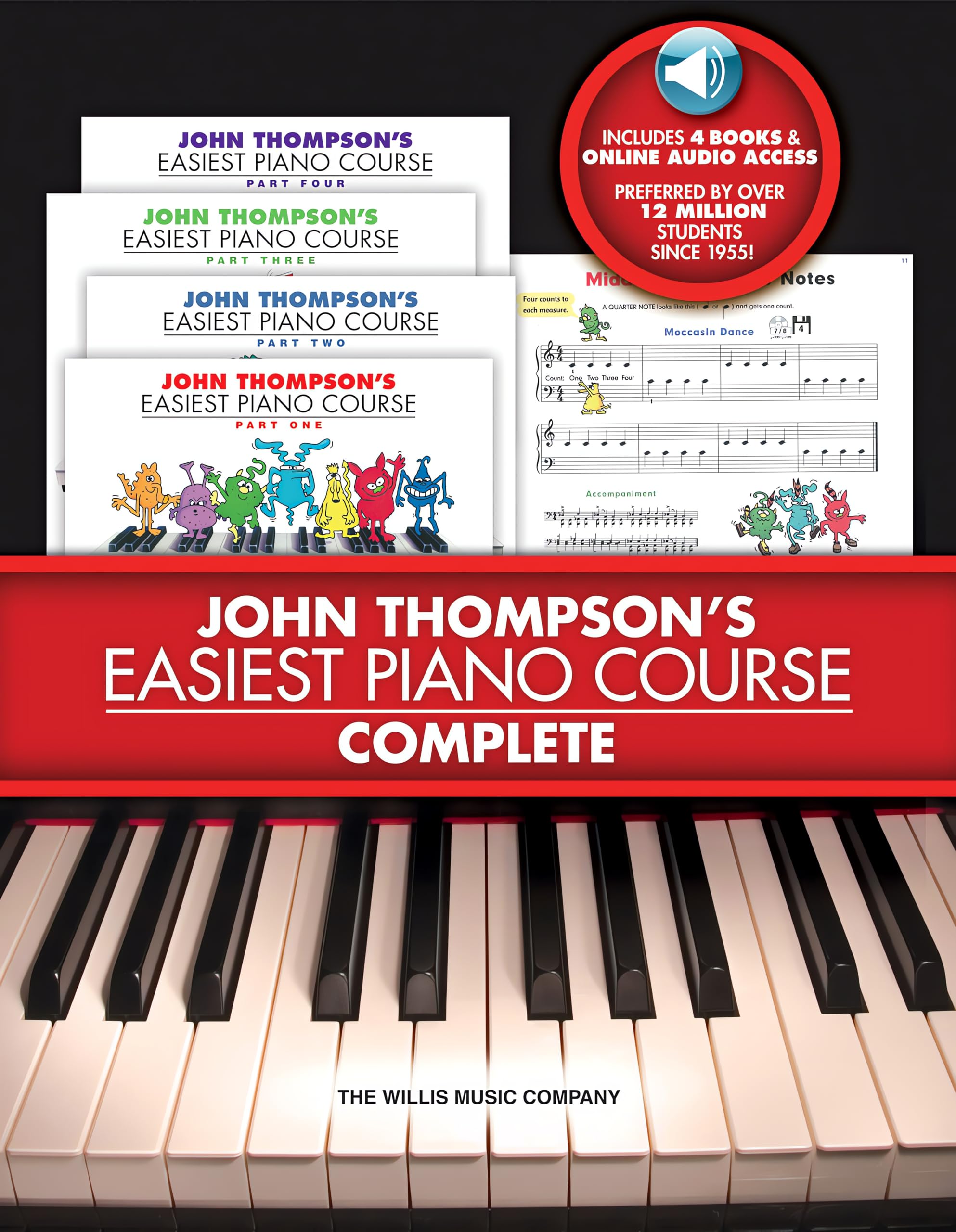 John Thompson's Easiest Piano Course Complete | 4-Book Boxed Set with Online Audio | Step-by-Step Piano Lessons for Beginners: 4-Book/Audio Boxed Set