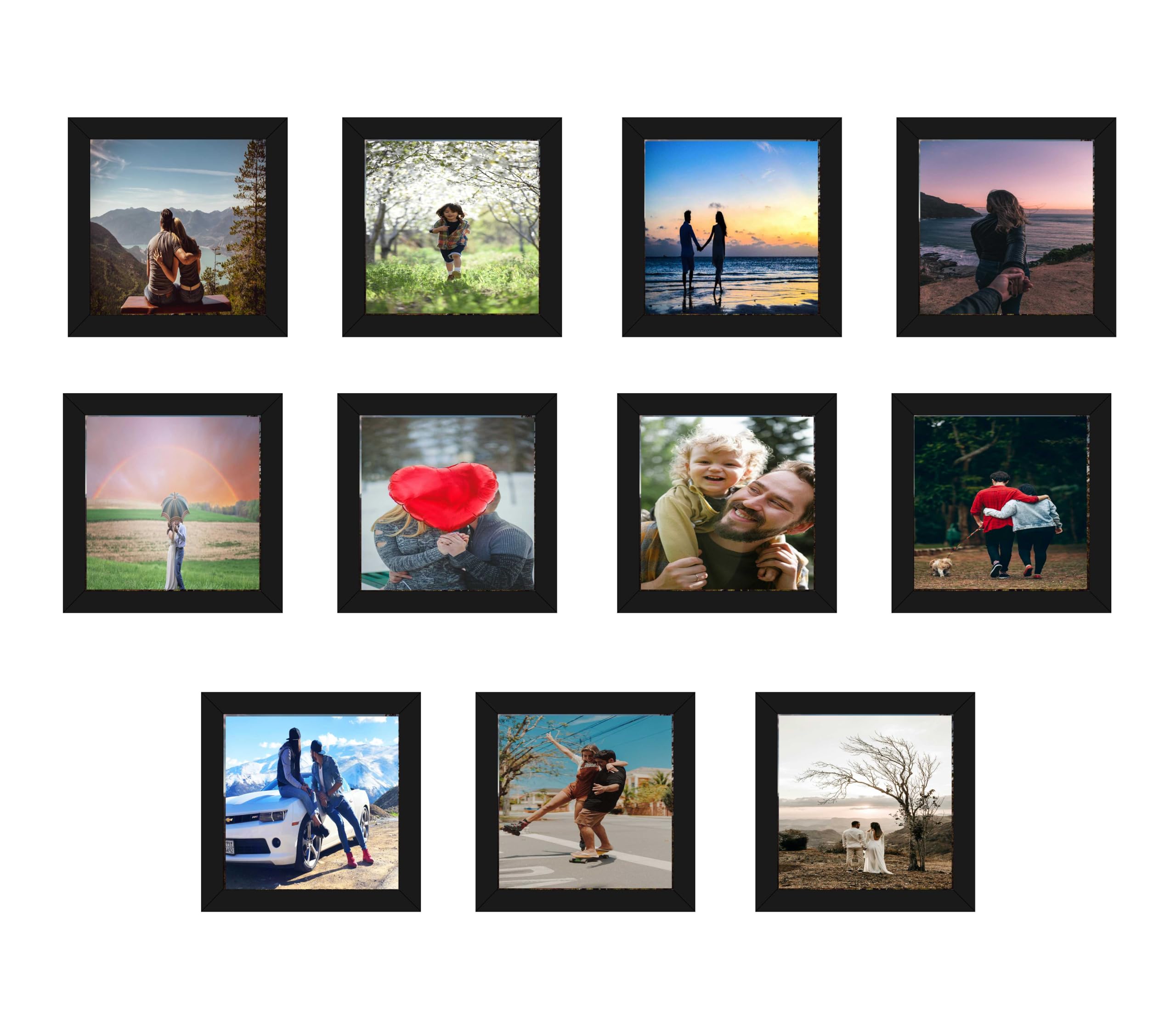 HK PRINTS Photo Frame for Home Office School Decoration 11 Frame Combo Collage for Wall Hanging (5x5 Inch, Synthetic Wood, Plexiglass) F-1