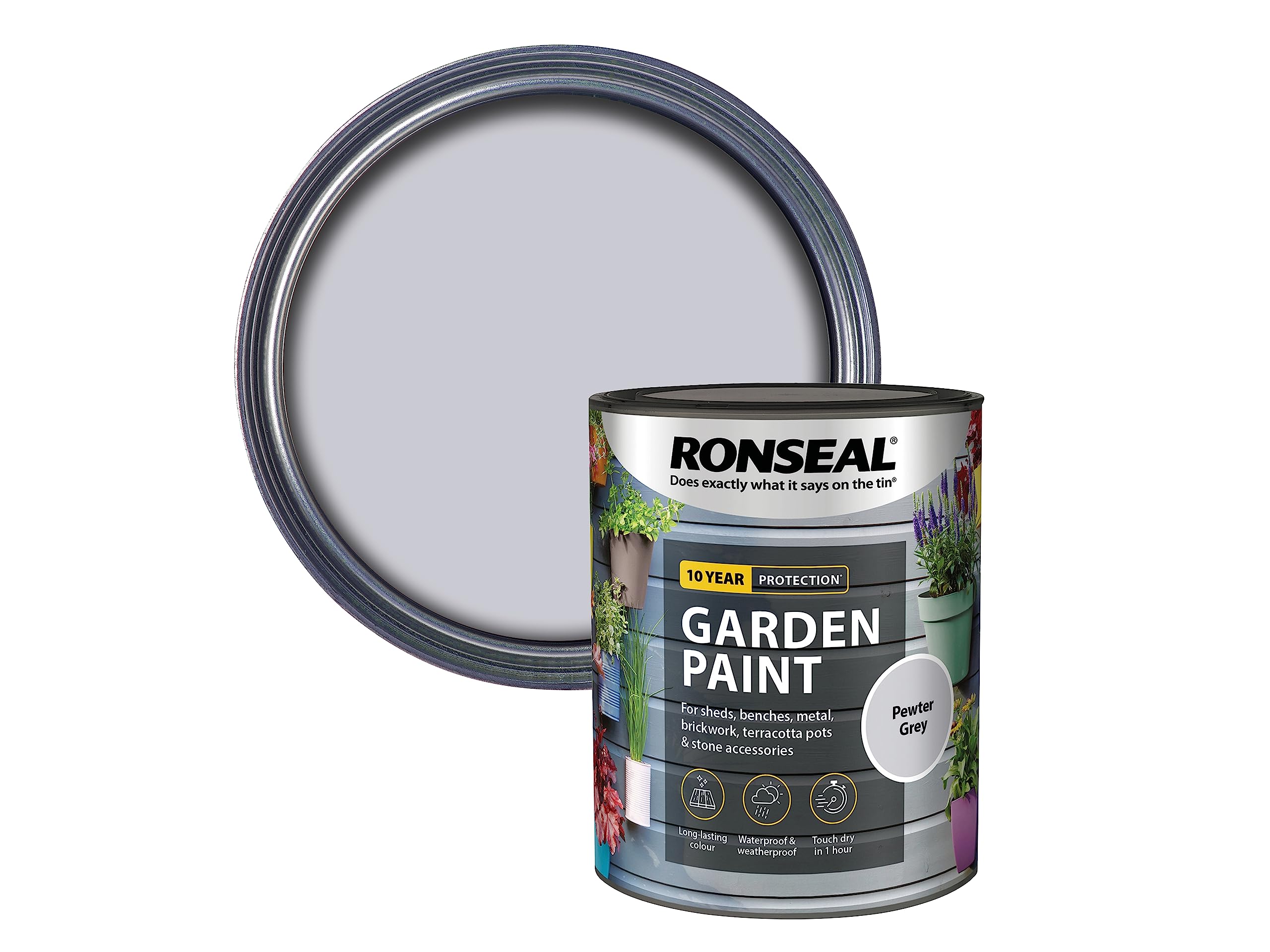 Ronseal Grey Garden Paint Pewter 750Ml