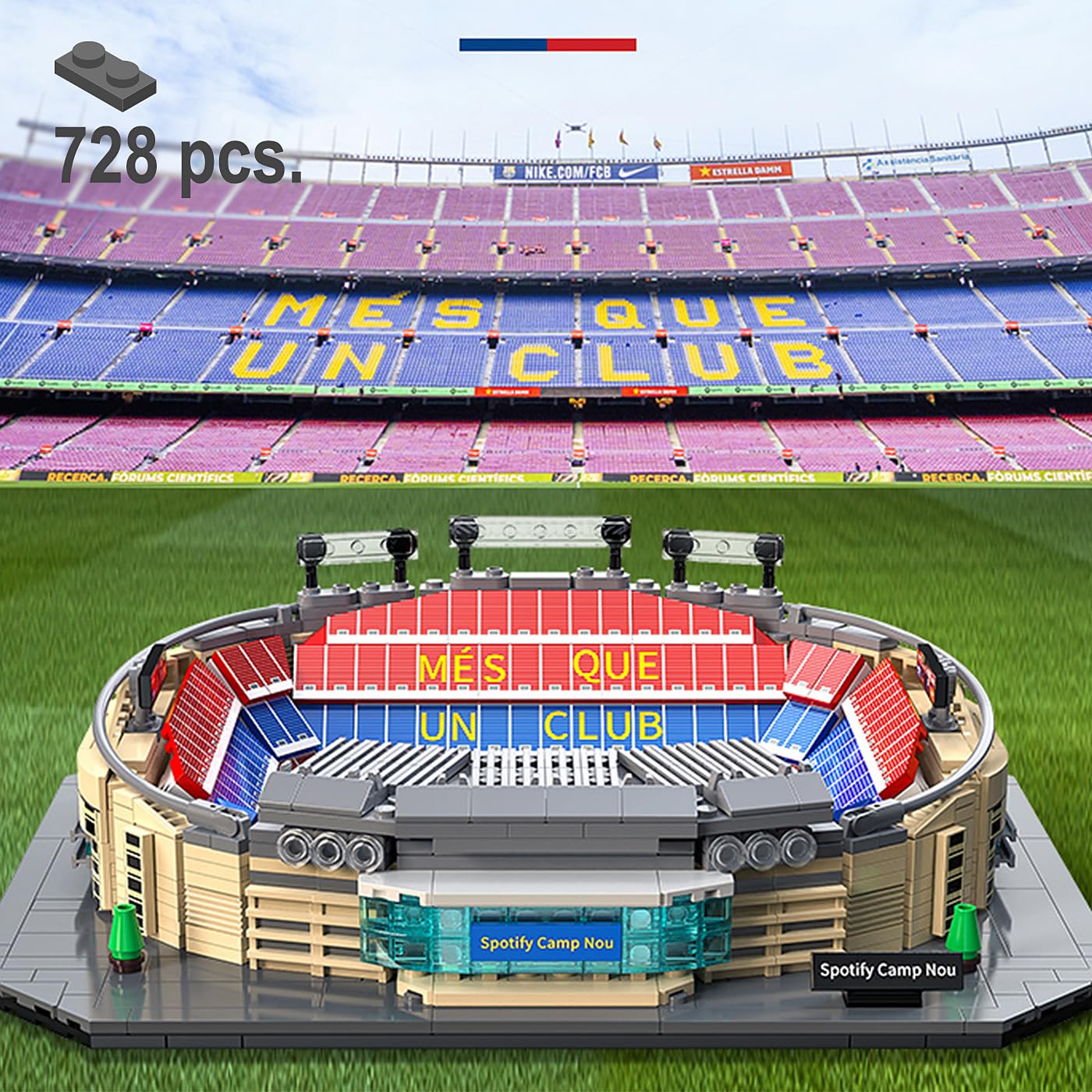 JAMARA 402910 CADA Camp NOU Stadion FC Barcelona cegły z klocków zaciskowych Stadion model zestaw do montażu architektura zabawka dla dzieci od 8 lat pomysł na prezent