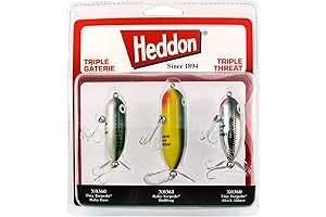 Heddon Torpedo Prop-Bait Topwater Fishing Lures Triple Threat 3-Packs with Spinner Action...