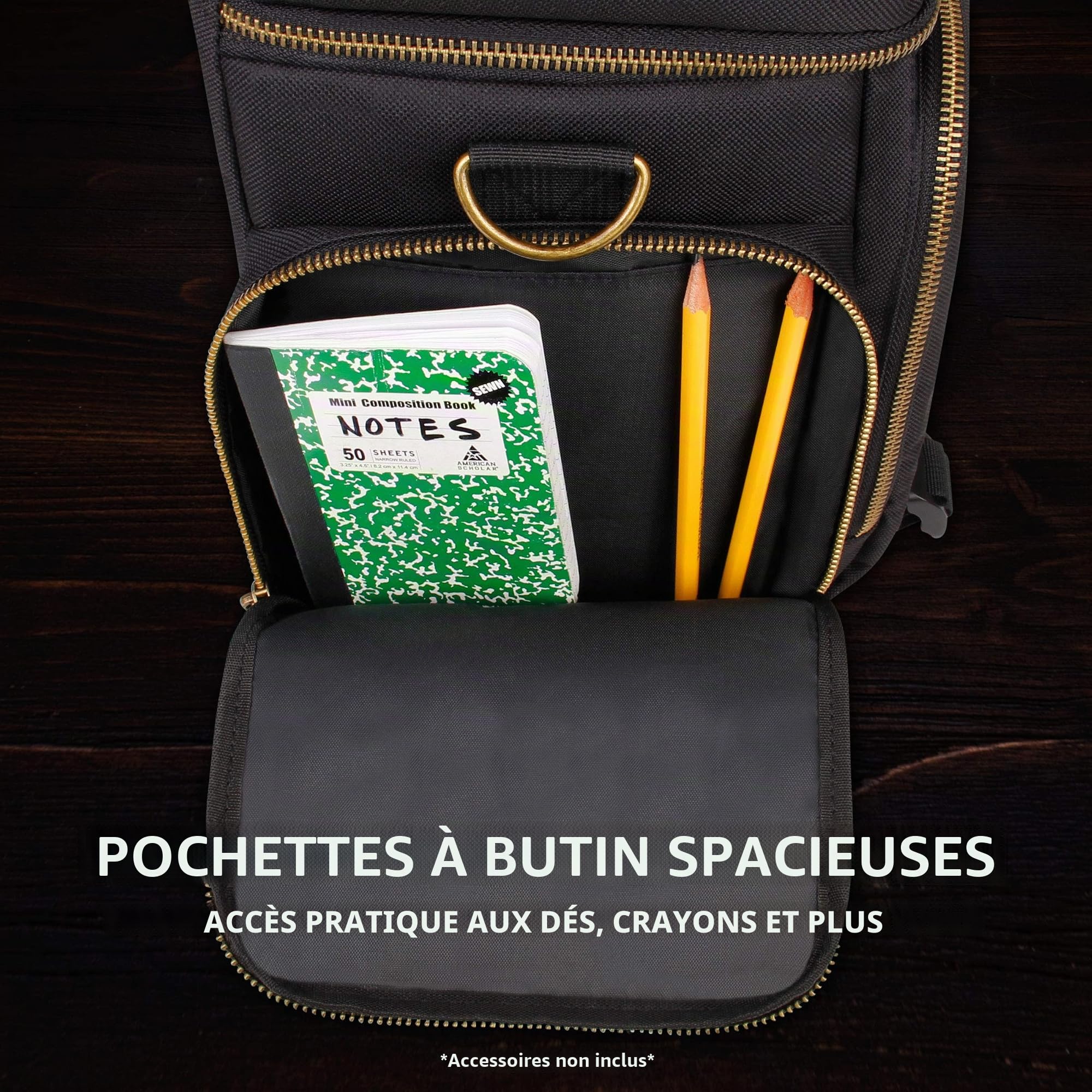 Enhance Sac de Voyage RPG Jeux de Table avec Donjons et Dragons et Figurines, Sacoche de Transport Rembourrée à Multiples Rangements avec Compartiment pour Livres (4 à 8) et Poche pour Dés et Jetons